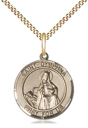 [8032RDGF/18G] 14kt Gold Filled Saint Dymphna Pendant on a 18 inch Gold Plate Light Curb chain