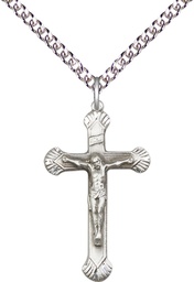 [0664SS/24SS] Sterling Silver Crucifix Pendant on a 24 inch Sterling Silver Heavy Curb chain
