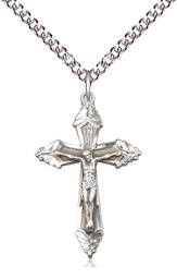 [0665SS/24SS] Sterling Silver Crucifix Pendant on a 24 inch Sterling Silver Heavy Curb chain