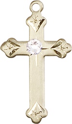 [0667GF-STN4] 14kt Gold Filled Cross Medal with a 3mm Crystal Swarovski stone
