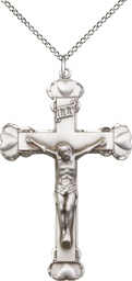 [0670SS/18SS] Sterling Silver Crucifix Pendant on a 18 inch Sterling Silver Light Curb chain