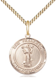 [8036RDSPGF/18G] 14kt Gold Filled San Francis of Assisi Pendant on a 18 inch Gold Plate Light Curb chain