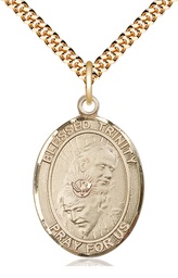 [7249GF/24G] 14kt Gold Filled Blessed Trinity Pendant on a 24 inch Gold Plate Heavy Curb chain