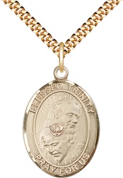 [7249GF/24G] 14kt Gold Filled Blessed Trinity Pendant on a 24 inch Gold Plate Heavy Curb chain