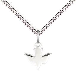 [0225SS/18S] Sterling Silver Holy Spirit Pendant on a 18 inch Light Rhodium Light Curb chain