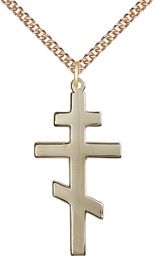 [0241GF/24GF] 14kt Gold Filled Saint Andrew Pendant on a 24 inch Gold Filled Heavy Curb chain