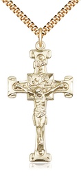 [0479GF/24G] 14kt Gold Filled Crucifix Pendant on a 24 inch Gold Plate Heavy Curb chain