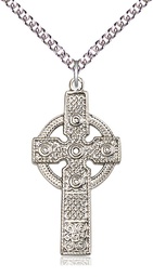 [0242SS/24SS] Sterling Silver Kilklispeen Cross Pendant on a 24 inch Sterling Silver Heavy Curb chain