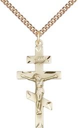 [0249GF/24GF] 14kt Gold Filled Saint Andrew Pendant on a 24 inch Gold Filled Heavy Curb chain