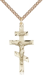 [0249GF/24GF] 14kt Gold Filled Saint Andrew Pendant on a 24 inch Gold Filled Heavy Curb chain