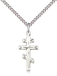 [0250SS/18S] Sterling Silver Saint Andrew Cross Pendant on a 18 inch Light Rhodium Light Curb chain