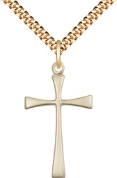 [1874GF/24G] 14kt Gold Filled Maltese Cross Pendant on a 24 inch Gold Plate Heavy Curb chain