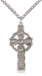 [0252SS/24SS] Sterling Silver Kilklispeen Cross Pendant on a 24 inch Sterling Silver Heavy Curb chain