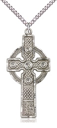 [0253SS/24SS] Sterling Silver Kilklispeen Cross Pendant on a 24 inch Sterling Silver Heavy Curb chain