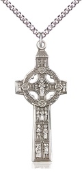 [0255SS/24SS] Sterling Silver Scriptures Cross Pendant on a 24 inch Sterling Silver Heavy Curb chain