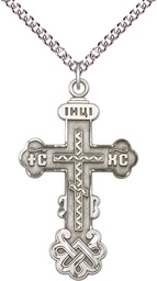 [0269SS/24SS] Sterling Silver Kiev Cross Pendant on a 24 inch Sterling Silver Heavy Curb chain