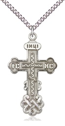 [0269SS/24SS] Sterling Silver Kiev Cross Pendant on a 24 inch Sterling Silver Heavy Curb chain