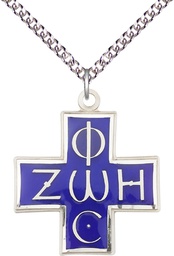 [0270ESS/24SS] Sterling Silver Light &amp; Life Pendant on a 24 inch Sterling Silver Heavy Curb chain