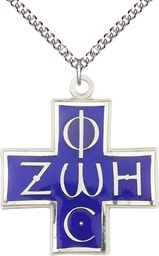 [0271ESS/24SS] Sterling Silver Light &amp; Life Pendant on a 24 inch Sterling Silver Heavy Curb chain