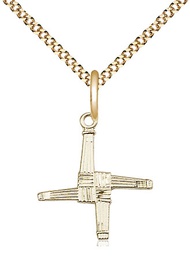 [0290GF/18G] 14kt Gold Filled Saint Brigid Cross Pendant on a 18 inch Gold Plate Light Curb chain