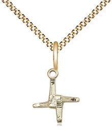 [0291GF/18G] 14kt Gold Filled Saint Brigid Cross Pendant on a 18 inch Gold Plate Light Curb chain