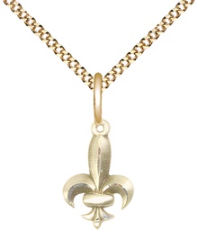 [0293GF/18G] 14kt Gold Filled Fleur de Lis Pendant on a 18 inch Gold Plate Light Curb chain