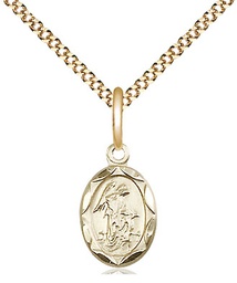 [0301EGF/18G] 14kt Gold Filled Guardian Angel Pendant on a 18 inch Gold Plate Light Curb chain