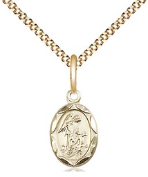 [0301EGF/18G] 14kt Gold Filled Guardian Angel Pendant on a 18 inch Gold Plate Light Curb chain