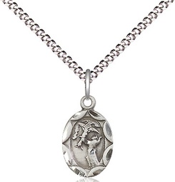 [0301FCSS/18S] Sterling Silver Saint Francis Pendant on a 18 inch Light Rhodium Light Curb chain