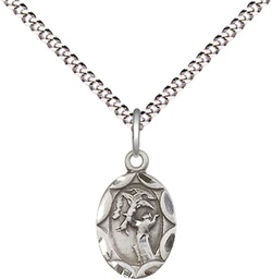 [0301FCSS/18S] Sterling Silver Saint Francis Pendant on a 18 inch Light Rhodium Light Curb chain