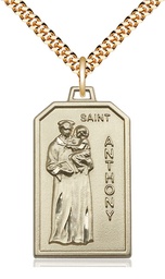 [5723GF/24G] 14kt Gold Filled Saint Anthony Pendant on a 24 inch Gold Plate Heavy Curb chain