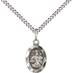 [0301KSS/18S] Sterling Silver Saint Joseph Pendant on a 18 inch Light Rhodium Light Curb chain