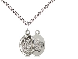 [0301SSS/18S] Sterling Silver Scapular Pendant on a 18 inch Light Rhodium Light Curb chain