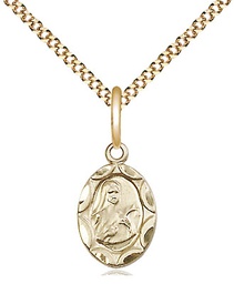 [0301TGF/18G] 14kt Gold Filled Saint Theresa Pendant on a 18 inch Gold Plate Light Curb chain