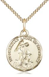 [0341GF/18G] 14kt Gold Filled Guardian Angel Pendant on a 18 inch Gold Plate Light Curb chain