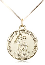 [0341GF/18GF] 14kt Gold Filled Guardian Angel Pendant on a 18 inch Gold Filled Light Curb chain