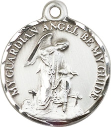[0341SS] Sterling Silver Guardian Angel Medal