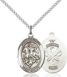 [8040SS5/18S] Sterling Silver Saint George National Guard Pendant on a 18 inch Light Rhodium Light Curb chain