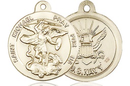 [0342GF6] 14kt Gold Filled Saint Michael Navy Medal