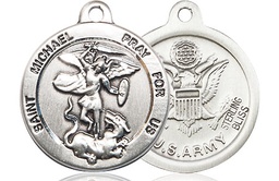 [0342SS2] Sterling Silver Saint Michael Army Medal