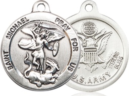 [0342SS2] Sterling Silver Saint Michael Army Medal