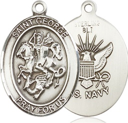 [8040SS6] Sterling Silver Saint George Navy Medal