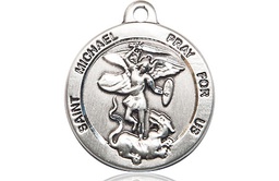 [0343SS] Sterling Silver Saint Michael the Archangel Medal