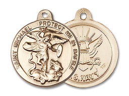 [0344GF6] 14kt Gold Filled Saint Michael Navy Medal