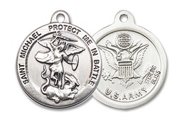 [0344SS2] Sterling Silver Saint Michael Army Medal