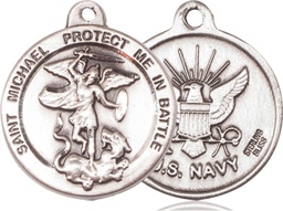 [0344SS6] Sterling Silver Saint Michael Navy Medal
