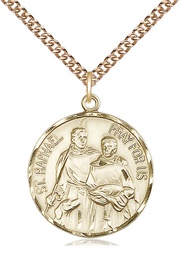 [0409GF/24GF] 14kt Gold Filled Saint Raphael Pendant on a 24 inch Gold Filled Heavy Curb chain