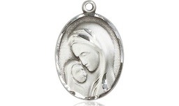 [0447SSY] Sterling Silver Madonna &amp; Child Medal - With Box