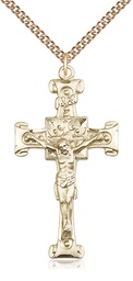 [0479GF/24GF] 14kt Gold Filled Crucifix Pendant on a 24 inch Gold Filled Heavy Curb chain