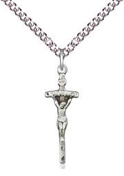 [0563SS/24SS] Sterling Silver Papal Crucifix Pendant on a 24 inch Sterling Silver Heavy Curb chain